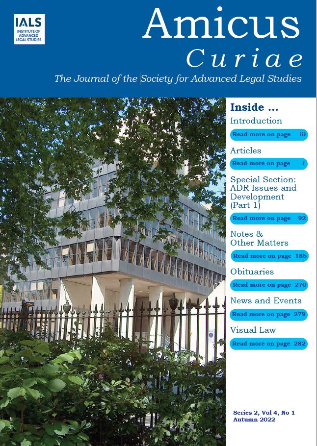 Amicus Curiae Vol 4 No 1 (2022): Series 2 cover